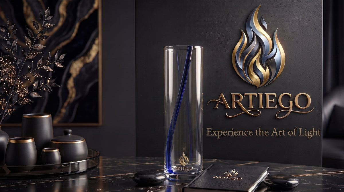 Luxury Blue Line Glass Candle Jar L3 W3 H10.5
