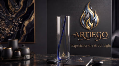 Luxury Blue Line Glass Candle Jar L3 W3 H10.5