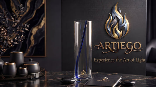 Luxury Blue Line Glass Candle Jar L3 W3 H10.5