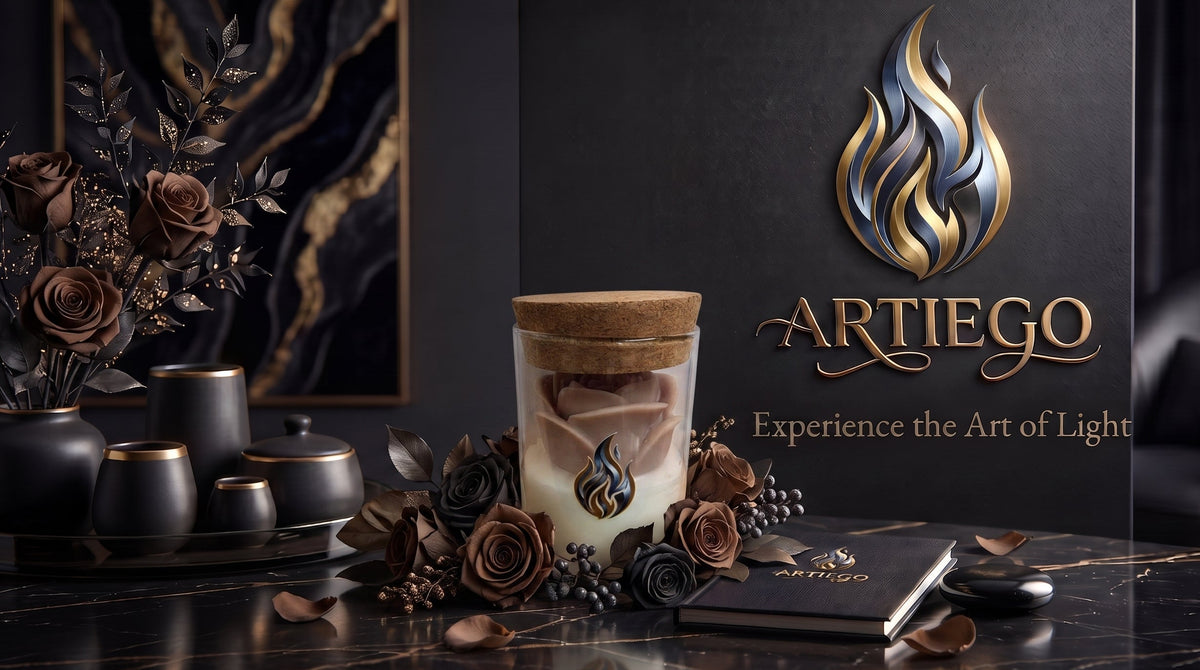 Brown Rose Candle  - L3.0 W3.0 H3.25