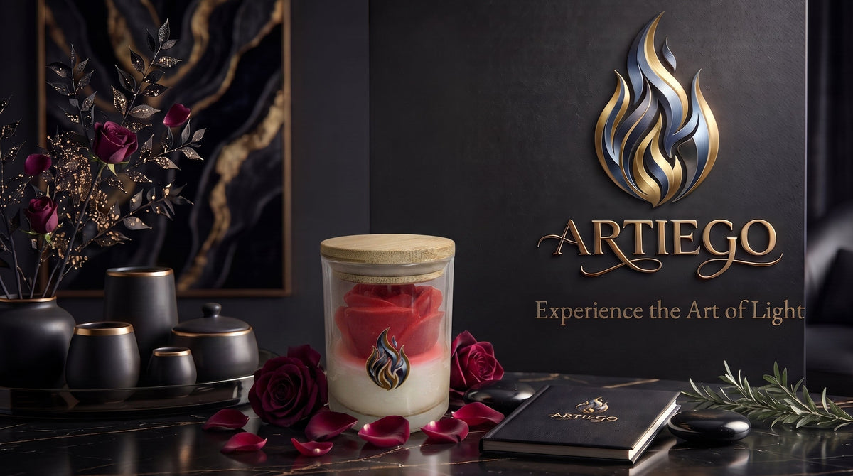 Red Rose Candle - L3.0 W3.0 H3.25