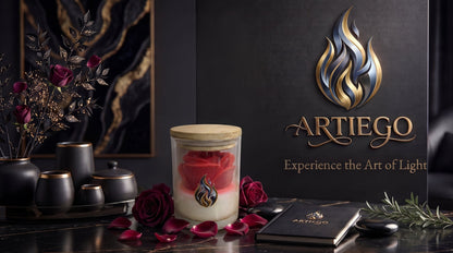 Red Rose Candle - L3.0 W3.0 H3.25